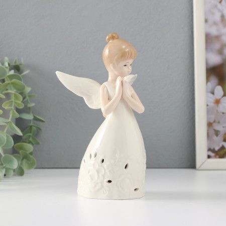 Souvenir Ceramics Light "Girl Angel with folded hands" from batteries 9.5x9.5x16.5 cm-4