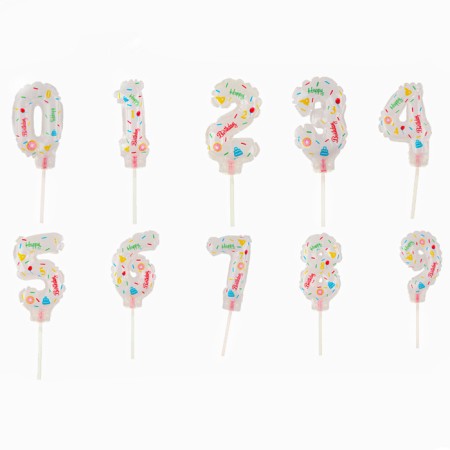 Foil ball 5 "" A set of numbers from 0 to 9 on a stick ", white