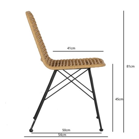 Vetle Flat chair 420 × 560 × 810 mm, artificial rattan, beige color / black-4