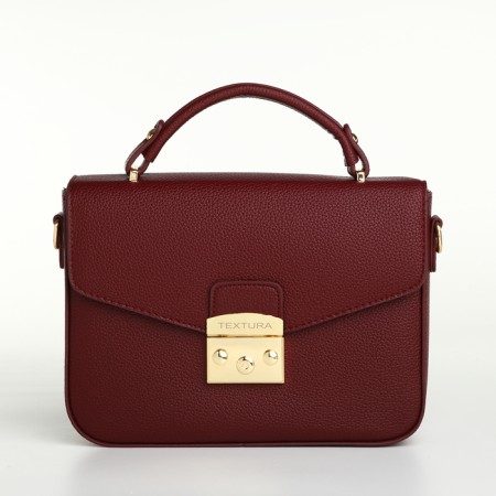 Women's bag on the valve, Textura, small size, burgundy color