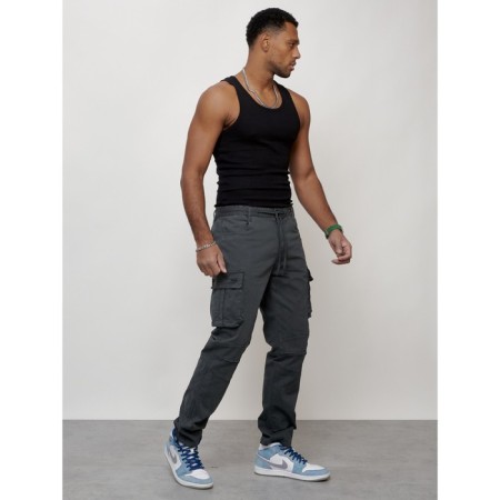Cargo jeans men, size 44, dark gray color-2