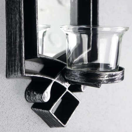 Climber Plastic, glass for 1 candle "Mirror light" Nr 2 pcs D-4 cm silver 8x11.5x37 cm 90688-3