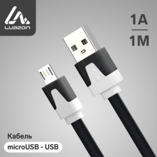 Luazon cable, microUSB - USB, 1 A, 1 m, flat, black