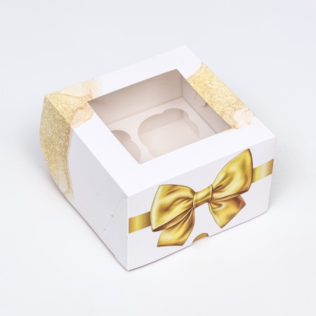 Packaging for 4 cupcakes with a window, Bant, 16 x 16 x 10 cm-2