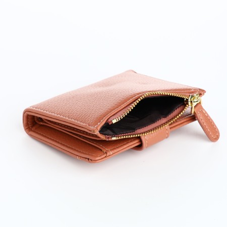 Women's wallet on the button, beige color-3