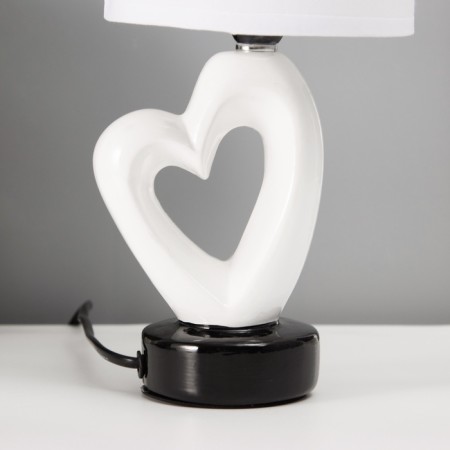 Traffic lamp with lampshade Risalux "Heart", E14, 40 W, White/Black, Figure base, 13 × 13 × 29 cm-5