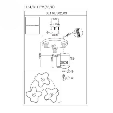 Ceiling Ceiling ST LUCE. SL116.502.03. ONDE. 3x60 watts, E27, 38x38x25 cm, silver color-3