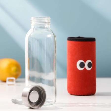 A glass bottle in a “eyes” cover, 300 ml, h = 17.5 cm, mix drawing-1