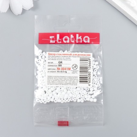 Beads "Zlatka" 08/0, 3 mm, 10 g 0041m white-2