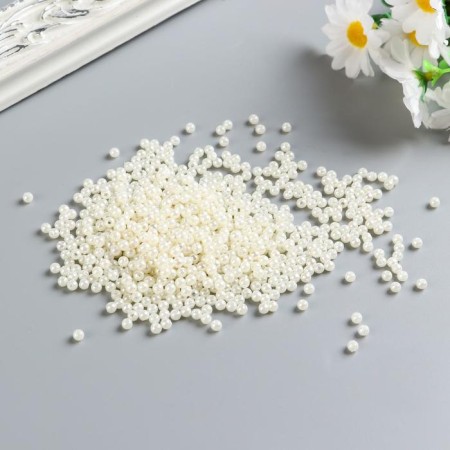 Set of round beads, plastic, 4mm, 25g, dairy-1