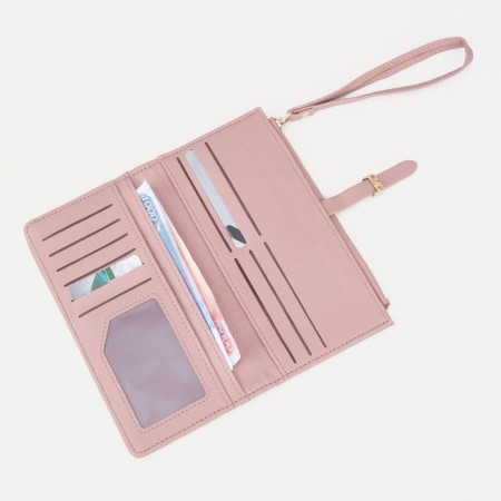 Women's wallet on the button, pink color-4