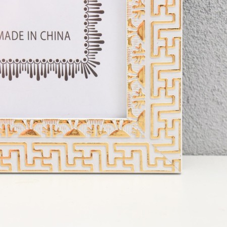 Photo frame Plastic format A4 "Greek patterns" gold on white 33.1x25 cm-1