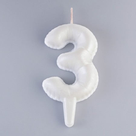 Candle in the "balls" cake, number "3", pearl, 5.5 cm-2