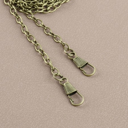 Furniture for bag No. 4, set 4 objects, carbine - 2 pcs, chain, buttons, metal, bronze color-1