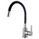 Fashun A54101-7 kitchen mixer, single-legged, flexible spout, stainless steel, satin, black