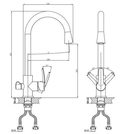 Kitchen mixer d & k rhein.valerius da1361601, one -rod, chrome-1