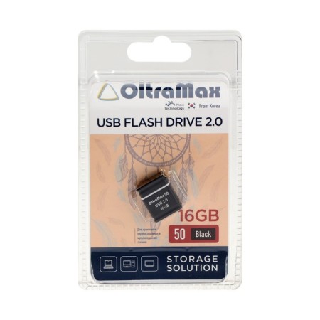 Флешка OltraMax 50, 16 Гб, USB2.0, чт до 15 Мб/с, зап до 8 Мб/с, чёрная-1