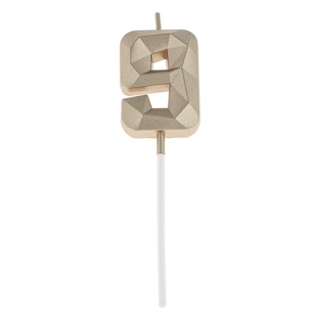 Candle in the cake on the skewer "Almaz", the number "9", champagne, 4.8x2.6 cm-5