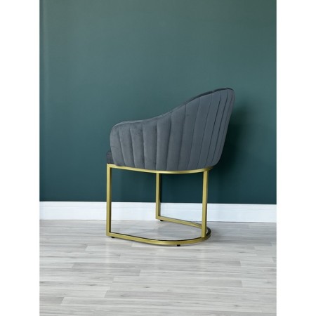 SHELL chair, 56 × 63 × 83 cm, blue color, gold frame-1