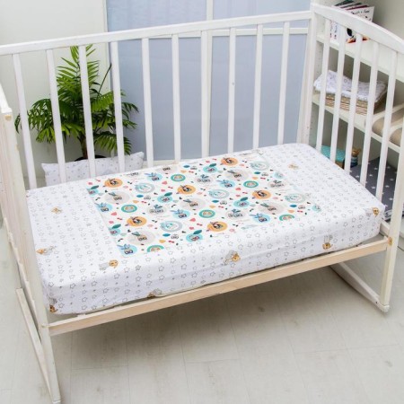 Oilcloth 50*70 cm., Art. 0051, with a pattern "Owls", without a edging, color mix-4