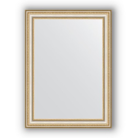 Mirror in the baguette frame - gold beads on silver 60 mm, 55 x 75 cm, evoForm