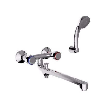 Bath mixer Zipponi Monet, 2-valine with a divertor, flat spout, color chromium