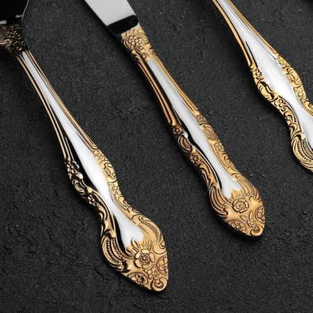 A set of cutlery "Troika", 24 items, thickness 2 mm, local nitride-titanium coating, decorative box-2