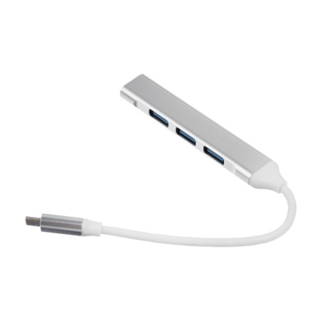 Type-C Langer (Hub), 4 ports, cable 10 cm, silver