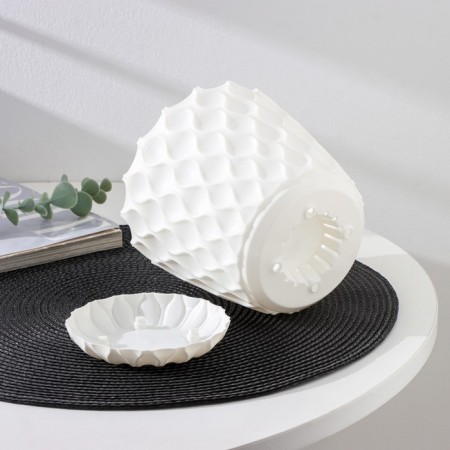 Pot for flowers with a “Wave” pallet, 0.65 l, d = 11.5 cm, snow -white color-2