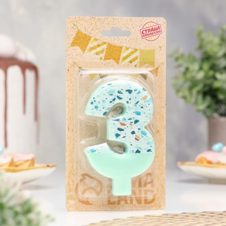 Candle for the Mosaika cake, number "3", blue-1