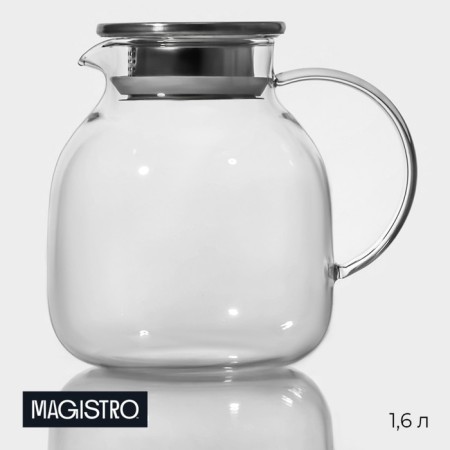 A jug with a glass lid Magistro "Style", 1.6 l, 18 × 14 × 17 cm