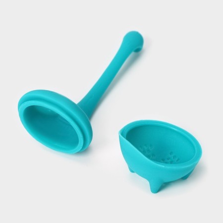 Seitchechko for brewing tea "dinosaur", 14.5 cm, turquoise color-3