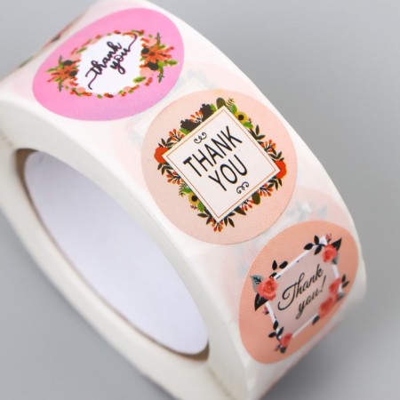 Stick Paper "Thank you in colors" d = 2.5 cm 500 pcs in a roll 3x6.5x6.5 cm-2