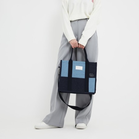 Bag Women's Shoper without fastening, lining, long belt, blue color-11