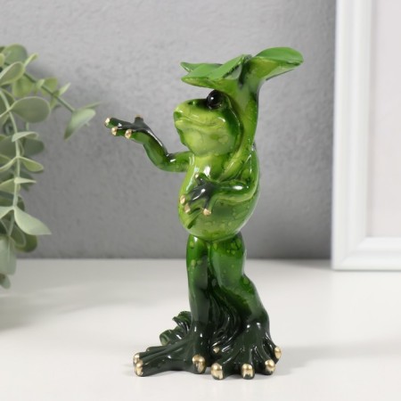 Souvenir Polystone Lak "The Frog is hiding from the rain" 8.5x5.8x14 cm-3