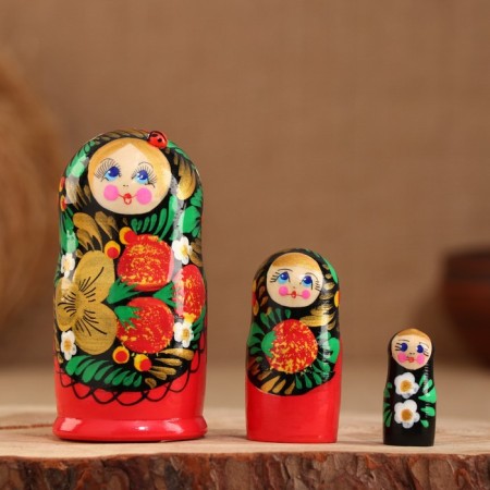 Nesting doll 3 puppet "Yana" 11 cm, manual painting
