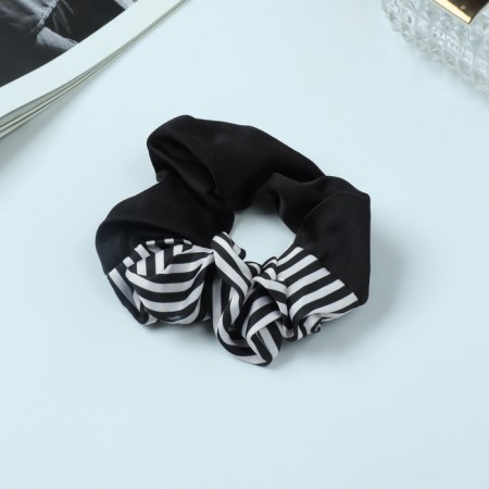 Hair elastic band "Orbit" half stripes, 8 cm, black and white