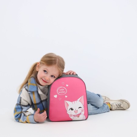 Baby backpack for a girl Textile "Cute cat", 28x24.5x8 cm-6