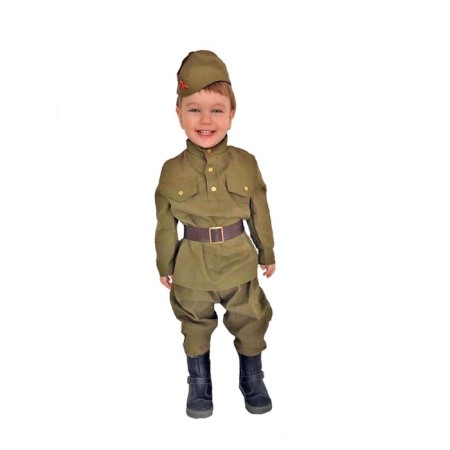 Carnival costume "Soldier", cap, gymnast, belt, Galif, 1-2 years old, height 82-92 cm