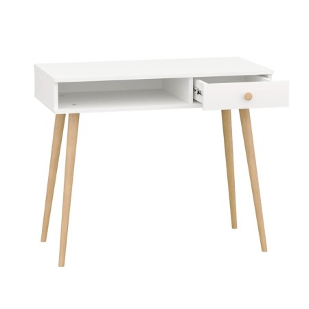 Written table with a box and an open niche, 900 × 450 × 760 mm, white color-4
