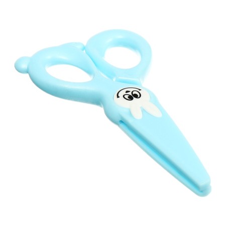 Scissors 11.8 cm plastic handles, rounded ends of the blades, Blue Calligrata Bunny-2