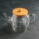 A glass teapot with a bamboo cover and a metal filter “IVF. Bable ", 800 ml, 22 × 12.5 × 15 cm