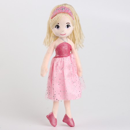 Soft toy "Doll" in a pink dress, 35 cm