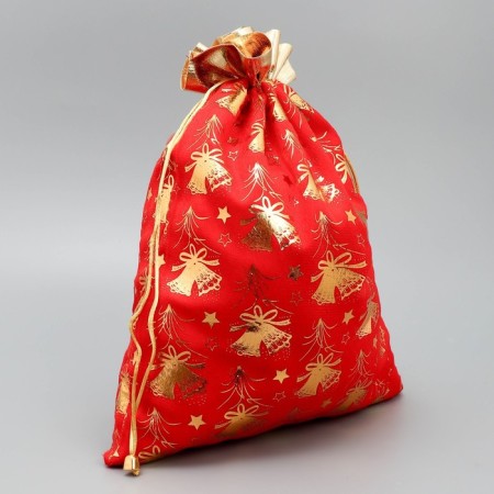 Bag gift plush "New Year's bells", bell, embossing, 30 x 40 cm +/- 1.5 cm, New Year-2
