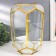 Candlestick-vase Glass metal per 1 candle "Pentagonal facets" gold, with handle 26x18x20 cm