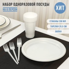 A set of plastic disposable dishes for 6 people did not forget! 