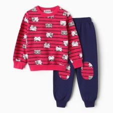 A set for a girl (sweatshirt, trousers), fuchsia color, height 104 cm