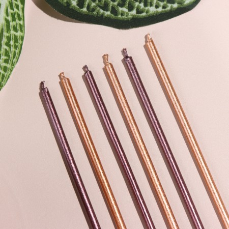 Set of candles in the cake, 6 pieces "Happy", 17 cm, gold with metallic-2