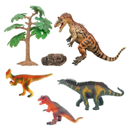 A set of figures "World of dinosaurs", 7 items, with a rock