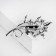 Brooch "Flowers" on a branch, white color in silver